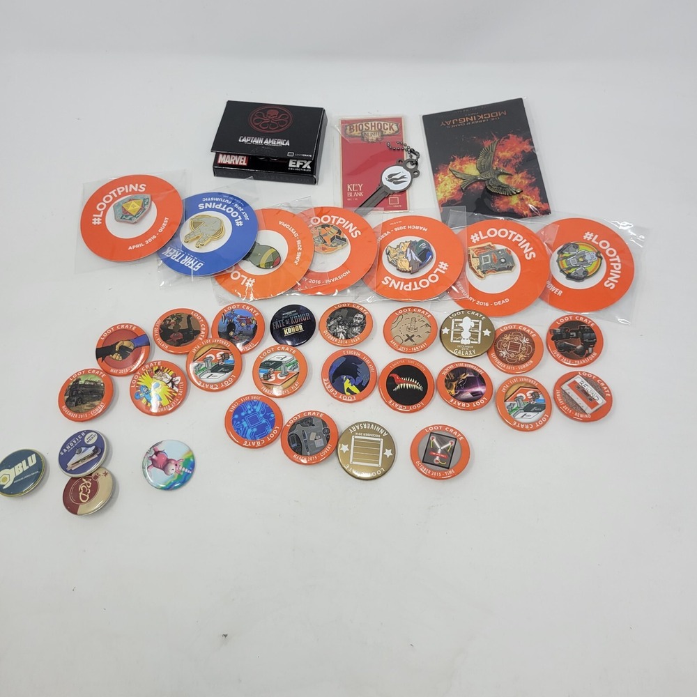 Loot Crate Large Lot Of Buttons And Pins Pokemon, Team Fortress,‎ Bioshock